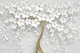 Белые цветы и золотой стебель
