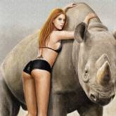 Носорог и девушка