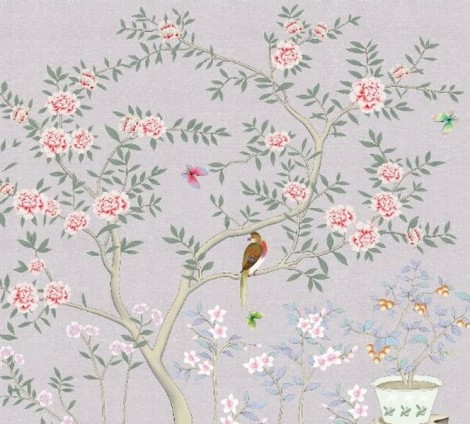 Фотообои Фреска розовое дерево и птичка на стену - купить в СПб недорого от 390 руб. Флизелиновые и виниловые. На заказ без предоплаты