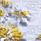 Желтые цветы на серо-белом фоне