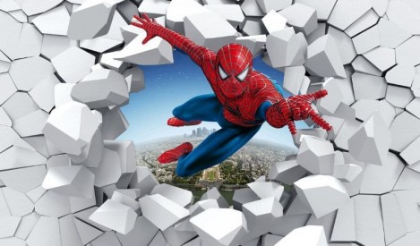 Фотообои Человек паук из стены на стену - купить в СПб недорого от 390 руб. Флизелиновые и виниловые. На заказ без предоплаты