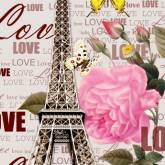 Париж с розовым бутоном